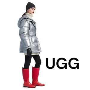 Authentic UGG designer waterproof red tall rubber rain boots sz 5 woman's